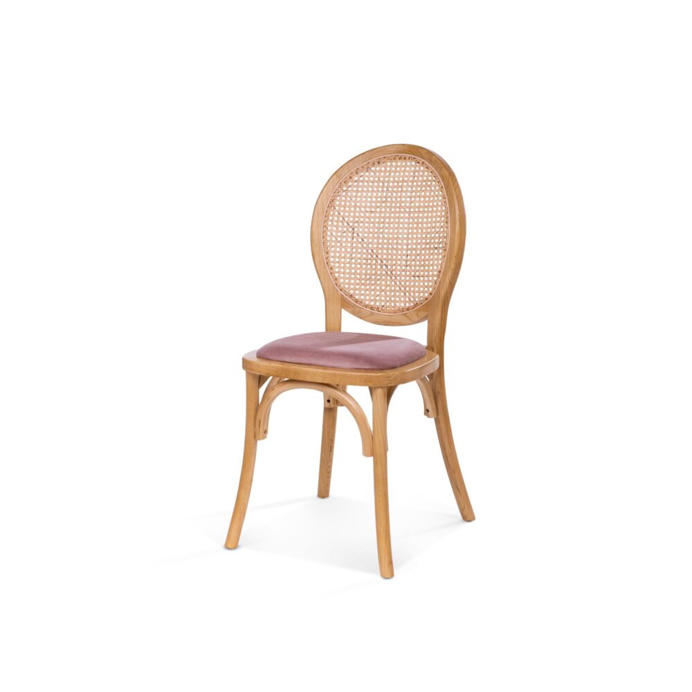 Louis - Chaise Stack - Assise Velours Rose