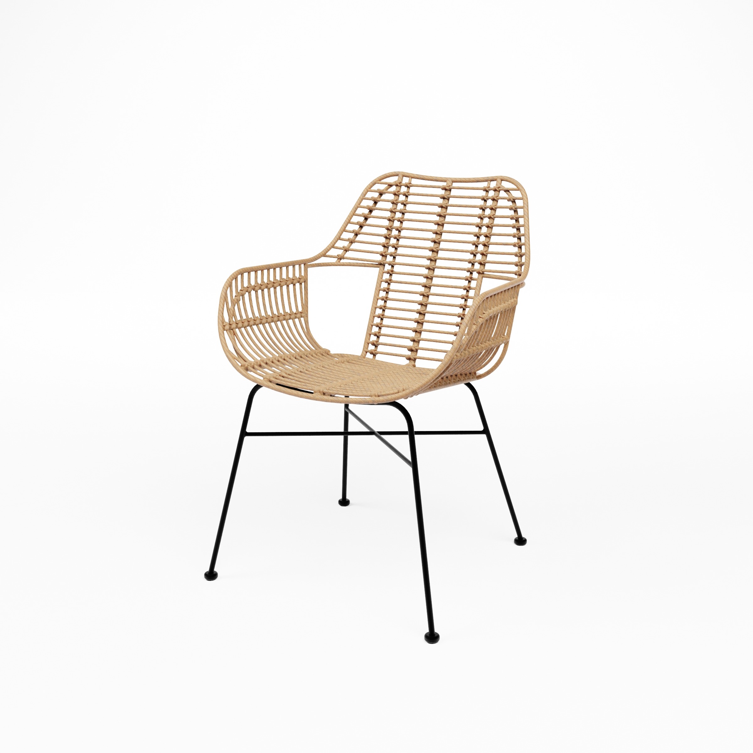 PALM_ARMCHAIR_Black_Beige_Niedrige Ansicht