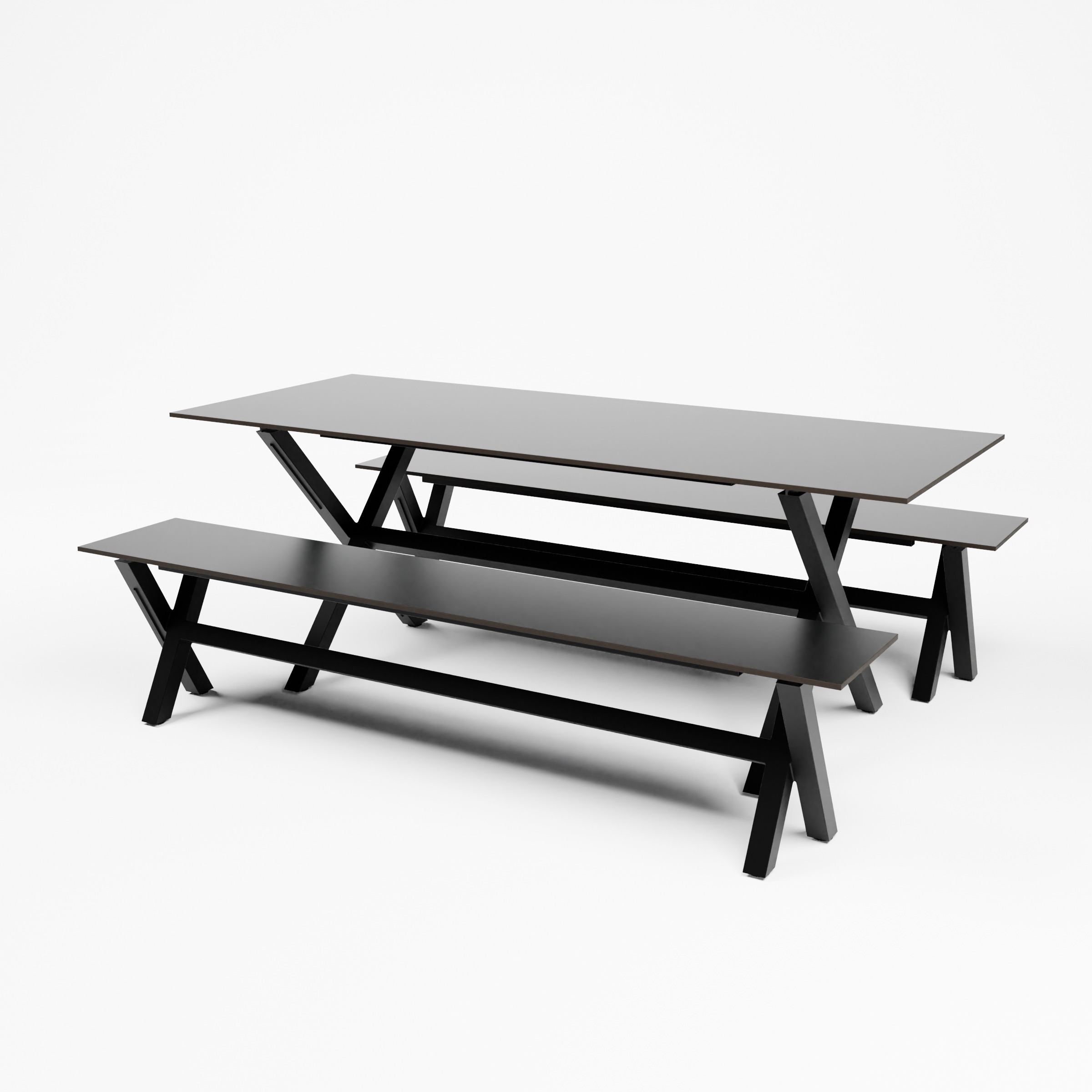 X-FRAME DINNER+BENCH_BLACK_200x80_LHC12.401 (black)_Mid view