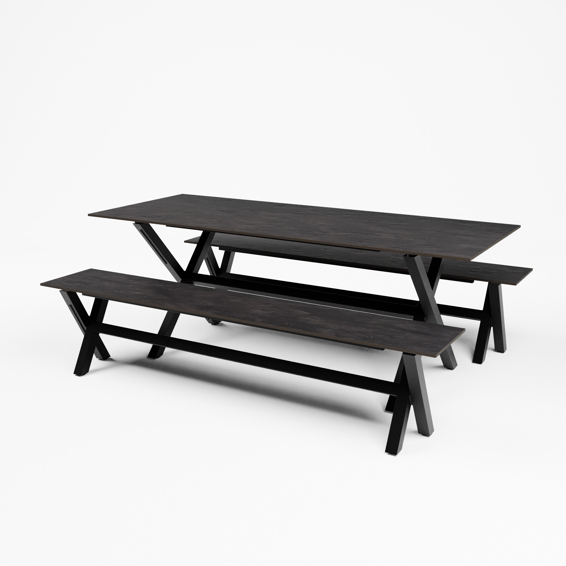 X-FRAME DINNER+BENCH_BLACK_200x80_LHC12.BMO (black moon)_Mid view