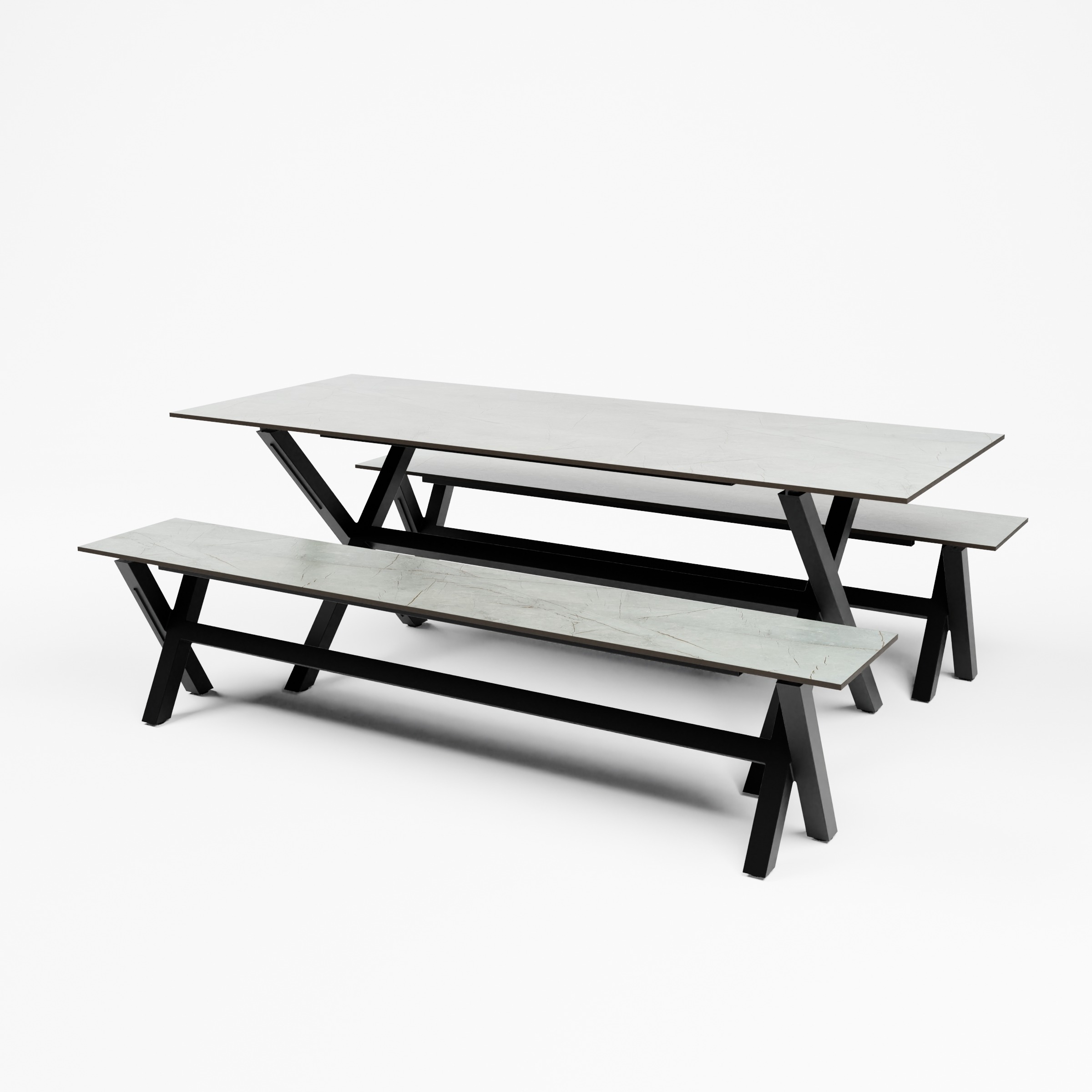 X-FRAME DINNER+BENCH_BLACK_200x80_LHC12.GRCASP (grigio)_Mid view