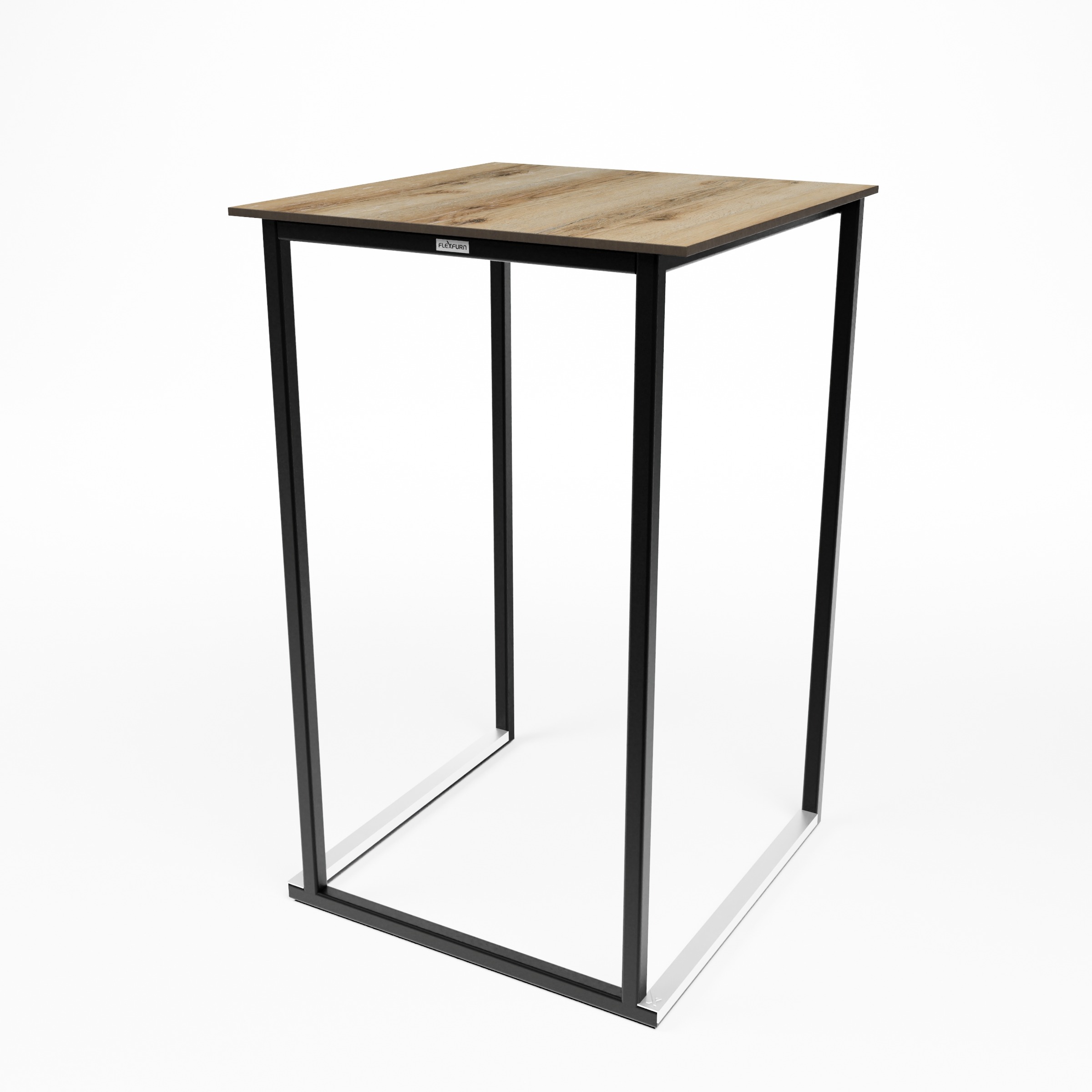 KUBO SMART PARTY_NOIR_70x70_LHC12.OÙ_Vue basse Table Kubo Party sur fond blanc avec éclairage doux, où le design moderne, les lignes épurées et la finition raffinée sont mis en valeur.