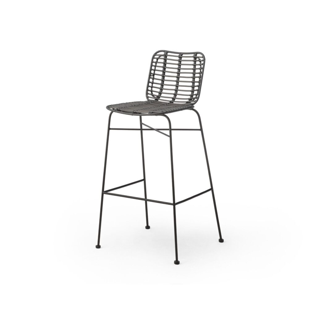 Palm Bar Stool - Rattan - Black