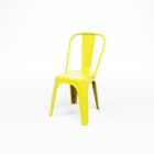 TOLIX PP_CHAIR_JAUNE_Vue basse Face avant de chaise empilable Tolix Style en polypropylène jaune. Idéale pour les food trucks, les festivals de street food, les parcs de loisirs et de jeux, les concepts éphémères et autres événements colorés.