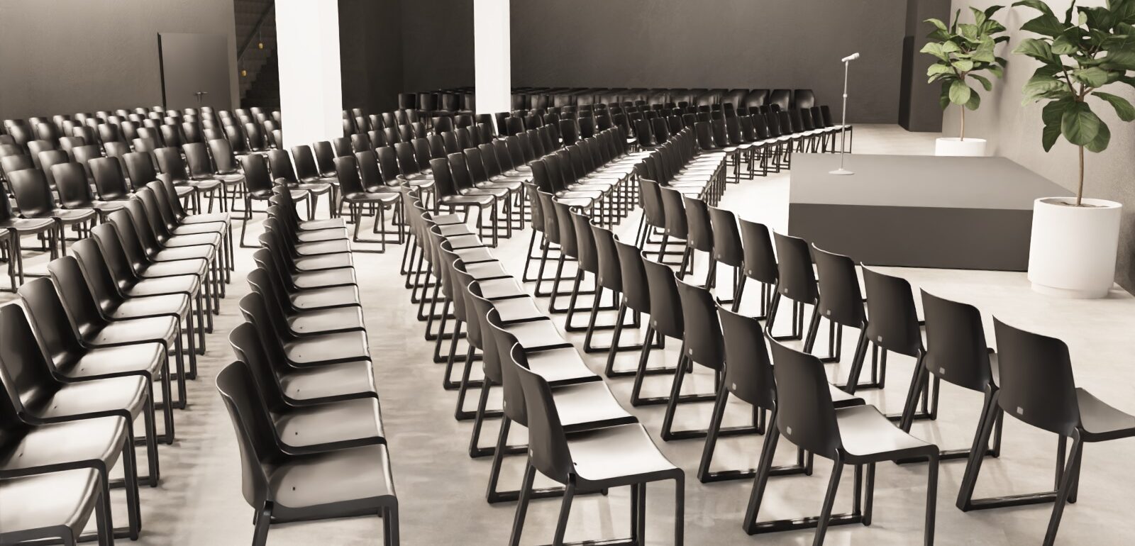 congresruimte waar de kasar stoelen zijn opgesteld voor een presentatie te volgen